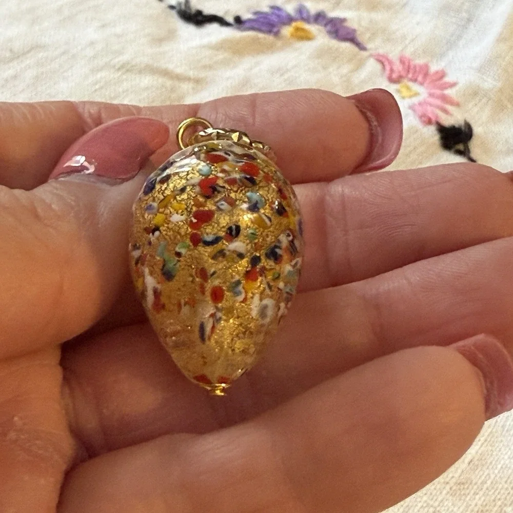 Confetti Glass‎ Murano Heart Pendant And Necklace
